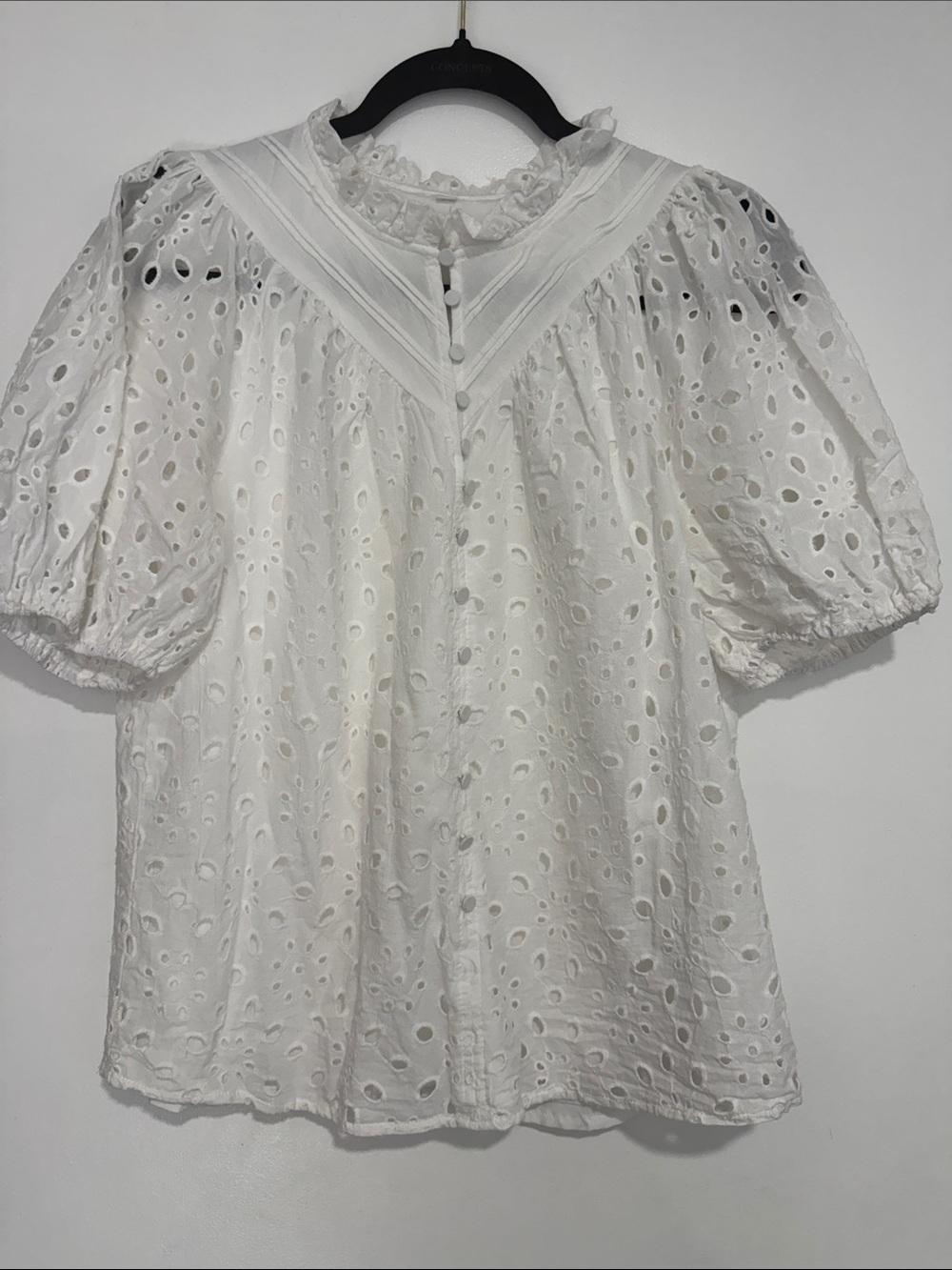 White Eyelet Puff Sleeve Blouse